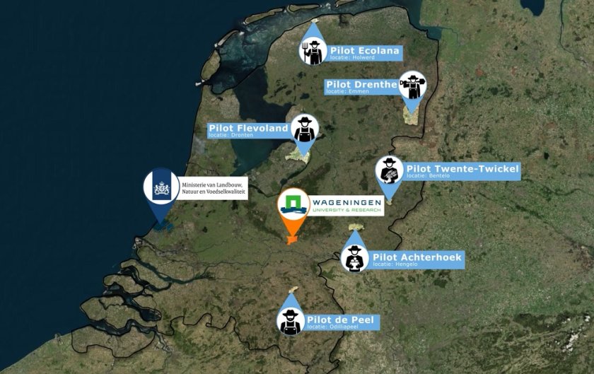 Six pilots: Ecolana in Holwerd, Drenthe in Emmen, Flevoland in Dronten, Twente-Twickel in Bentelo, Achterhoek in Hengelo and de Peel in Odiliapeel    Six pilots: Ecolana in Holwerd, Drenthe in Emmen, Flevoland in Dronten, Twente-Twickel in Bentelo, Achterhoek in Hengelo and de Peel in Odiliapeel